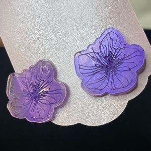 BOGO Handmade Purple Cherry Blossom Stud Earrings